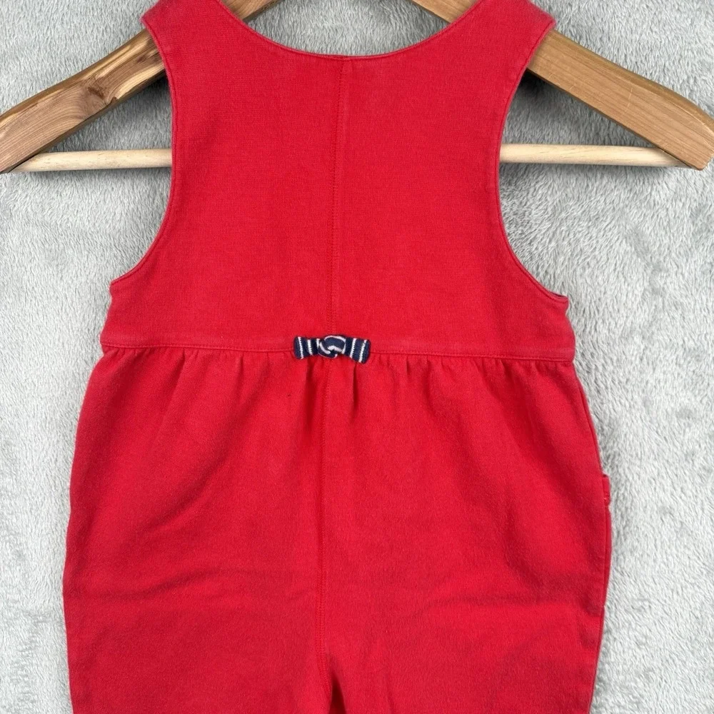 Gymboree Overalls Baby Girl Small 12-24 Month Red Embroidered Heart 90s FLAW
